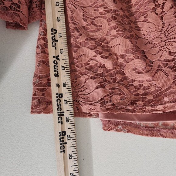 Meraki Womens Large Off-Shoulder Lace Blouse Bell Sleeves Mauve Crop top - Picture 4 of 15